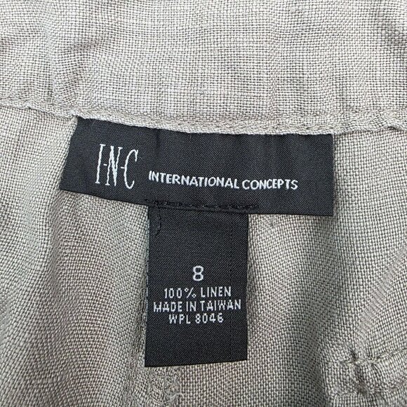 INC International Concepts Linen Wide Leg Pants Size 8 Gray Beachy Boho Classic - Picture 7 of 14